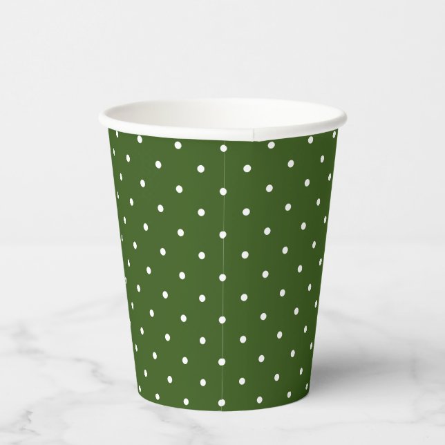 Tiny White Dots on Green Paper Cups (Right)