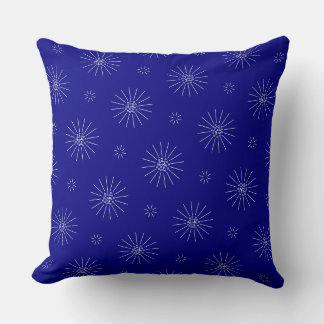Tiny white flowers on navy blue throw pillow