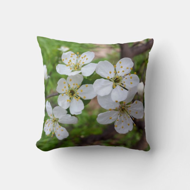 tiny white flowers throw pillow (Front)