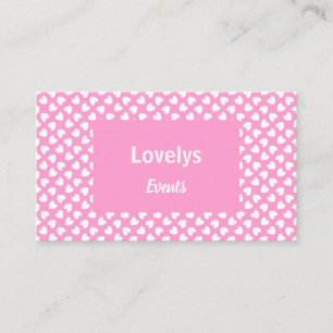 Tiny white hearts pattern on pink business card