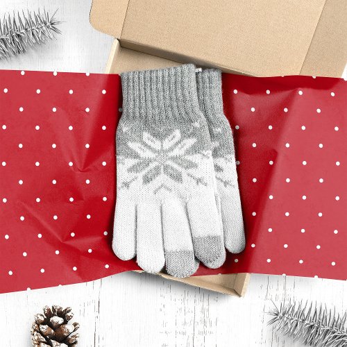 Tiny White Polka Dots On Red Christmas Tissue Paper