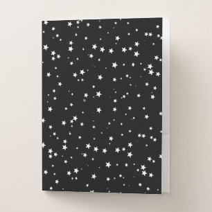 Tiny White Stars on Black Pocket Folder