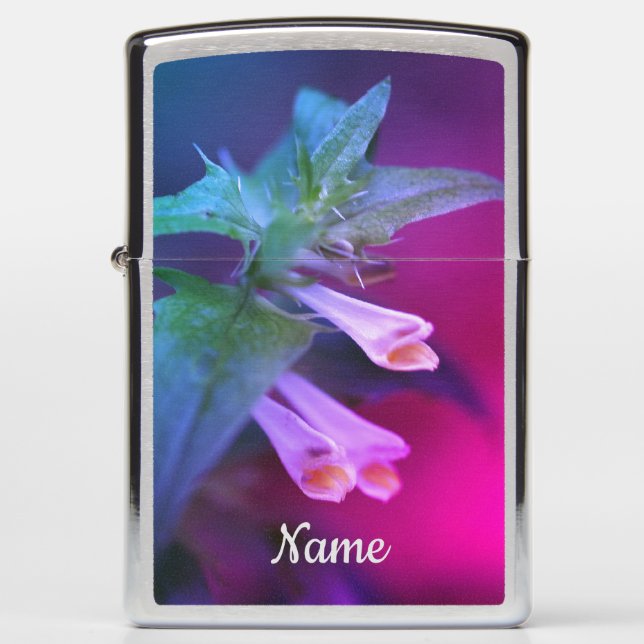 Tiny White Wildflower Abstract Personalized  Zippo Lighter (Front)