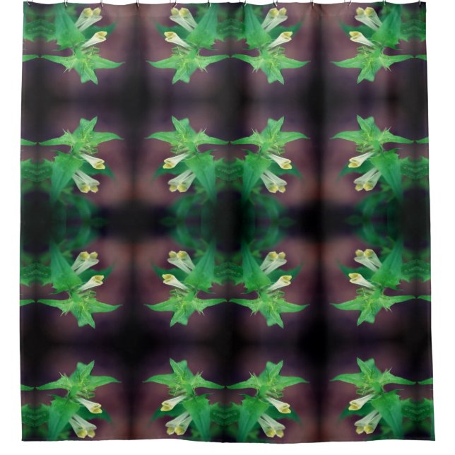 Tiny White Wildflower Floral Art Pattern Shower Curtain (Front)