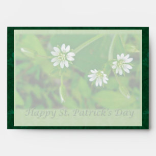 Tiny White Wildflower St. Patrick's Day Envelope