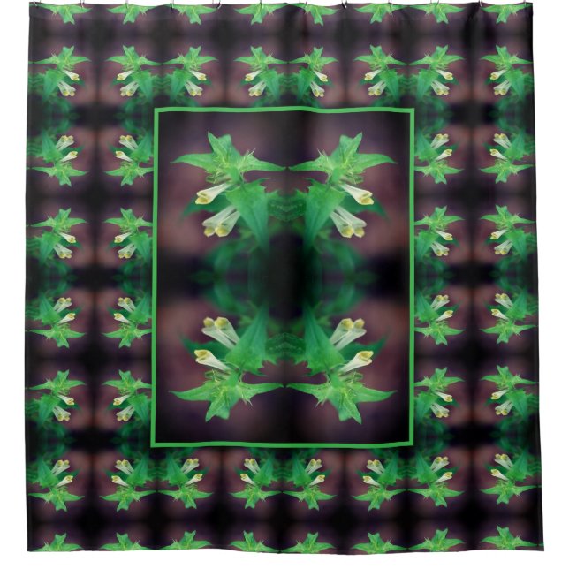 Tiny White Wildflowers Floral Art Pattern Shower Curtain (Front)