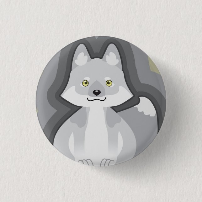 Tiny White Wolf button (Front)