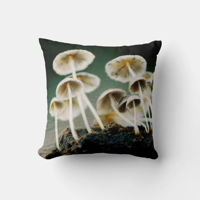 Tiny wild mushrooms throw pillow (Front)