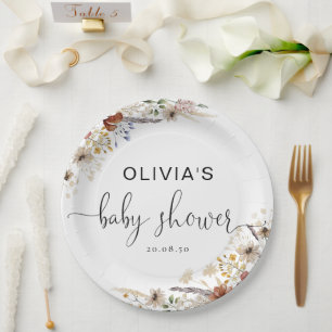 Tiny Wildflower Baby Shower Paper Plate
