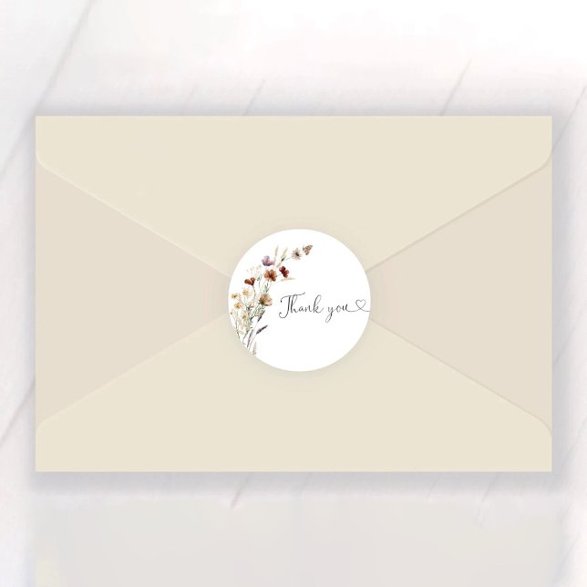 Tiny Wildflower Bridal Shower  Classic Round Sticker (Creator Uploaded)