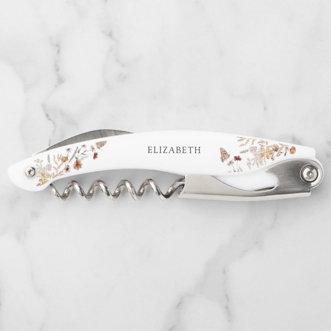 Tiny Wildflower Bridal Shower Waiter's Corkscrew (Back)