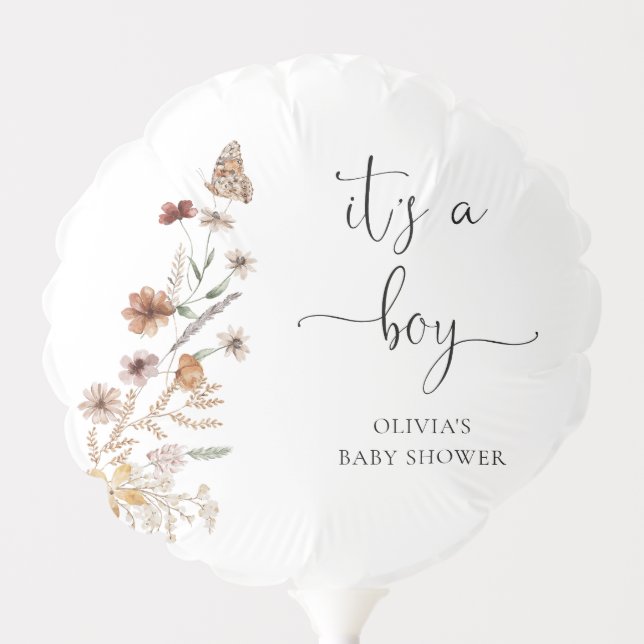 Tiny Wildflower It's A Boy Floral Balloon (Front)