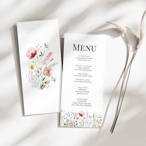 Tiny Wildflower Meadow Wedding Menu Card