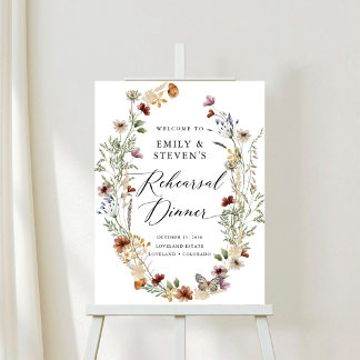 Tiny Wildflower Rehearsal Dinner Foam Boards