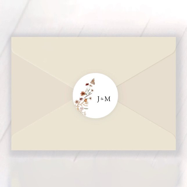 Tiny Wildflower Wedding Classic Round Sticker (Creator Uploaded)