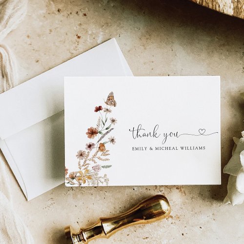 Tiny Wildflower Wedding Flat Thank You Card