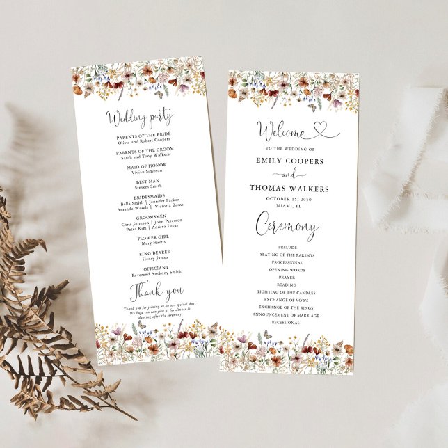Tiny Wildflower Wedding Program (Creator Uploaded)