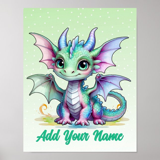 Tiny Wings Dragon – Personalized Kids Wall Art (Front)