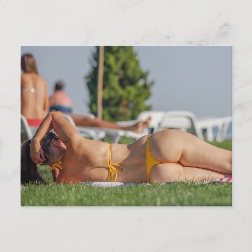 Tiny Yellow Bikini  photo postcard