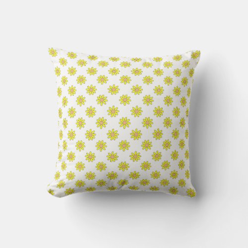 Tiny Yellow Flower Floral Pattern Throw Pillow
