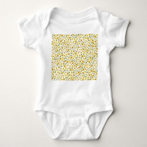 Tiny Yellow Flowers Watercolor Seamless Baby Bodysuit