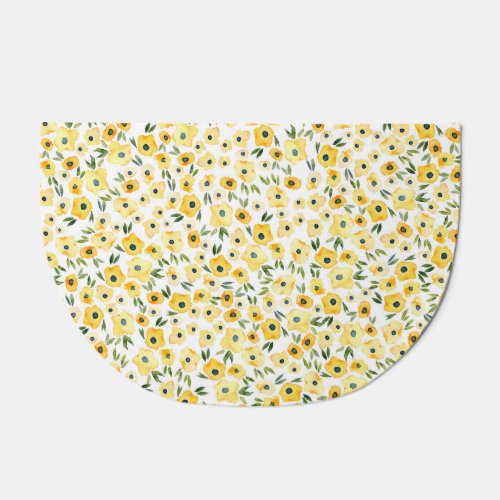 Tiny Yellow Flowers Watercolor Seamless Doormat