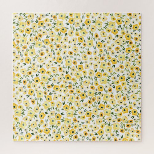 Tiny Yellow Flowers Watercolor Seamless Jigsaw Puzzle