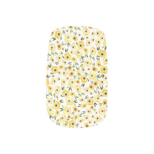 Tiny Yellow Flowers Watercolor Seamless Minx Nail Art