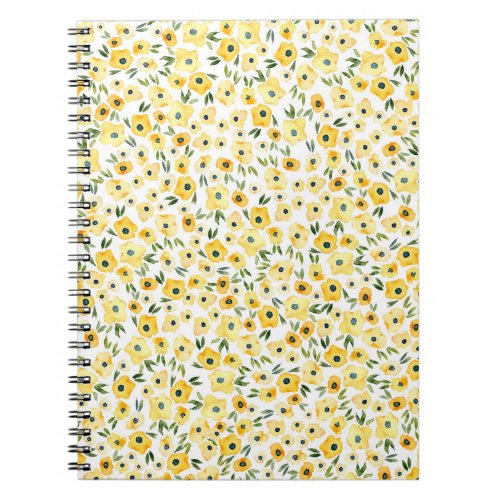 Tiny Yellow Flowers Watercolor Seamless Notebook