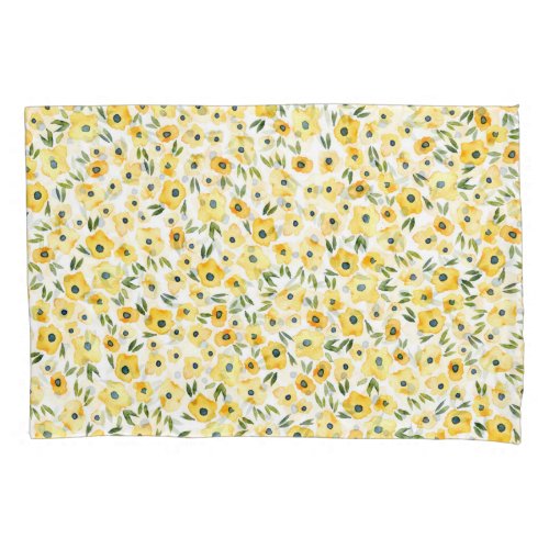 Tiny Yellow Flowers Watercolor Seamless Pillow Case