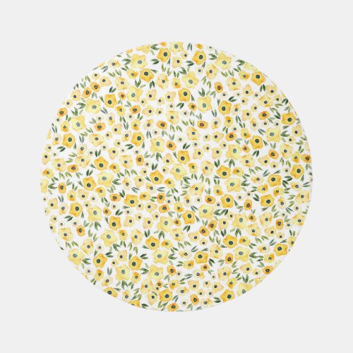 Tiny Yellow Flowers Watercolor Seamless Rug