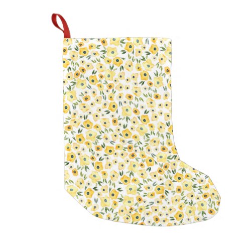 Tiny Yellow Flowers Watercolor Seamless Small Christmas Stocking