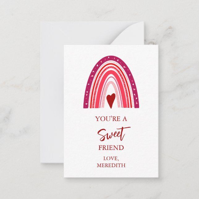 Tiny You're a Sweet Friend Valentines Note Card (Front)