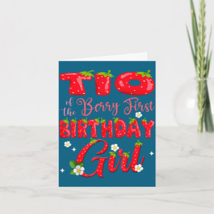 Tio of berry first birthday girl strawberry 1st card