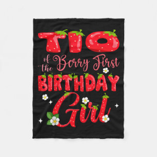 Tio of berry first birthday girl strawberry 1st fleece blanket