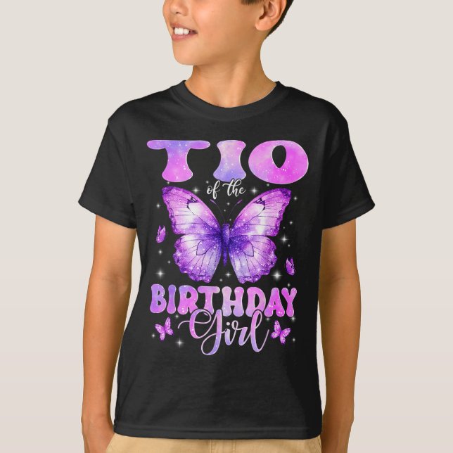 Tio Of The Birthday Girl Butterfly Funny Family  T-Shirt (Front)