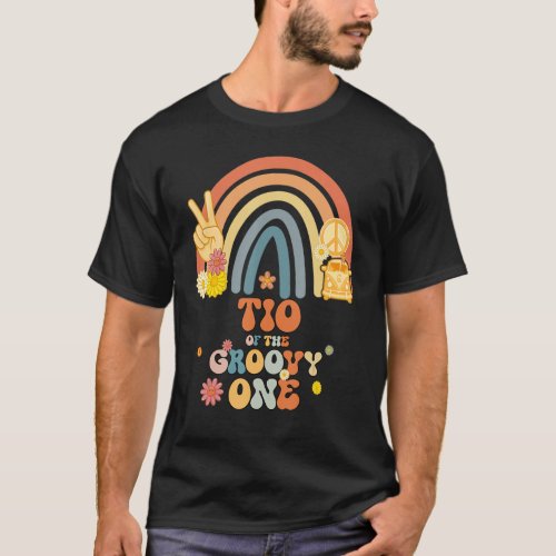 Tio Of The Groovy One Rainbow Boho Birthday Party T_Shirt