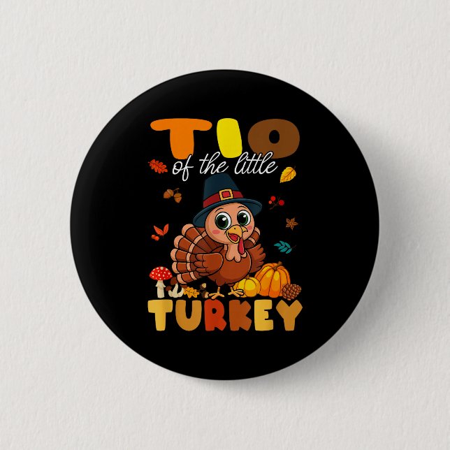Tio Of The Little Turkey Thanksgiving Baby Shower  Button (Front)