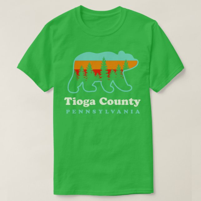 Tioga County Pennsylvania Camping Hiking Bear T-Shirt (Design Front)