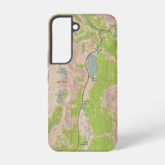 Tioga Pass, California Topographic Map Samsung Galaxy Case (Back)