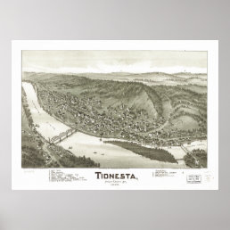 Tionesta Pennsylvania 1896 Antique Panoramic Map Poster