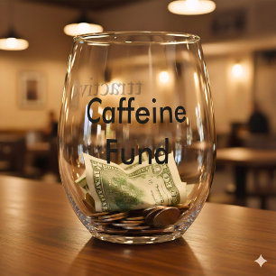 Tip Jar Coffee Bar For Coffee House Or Café Stemless Wine Glass