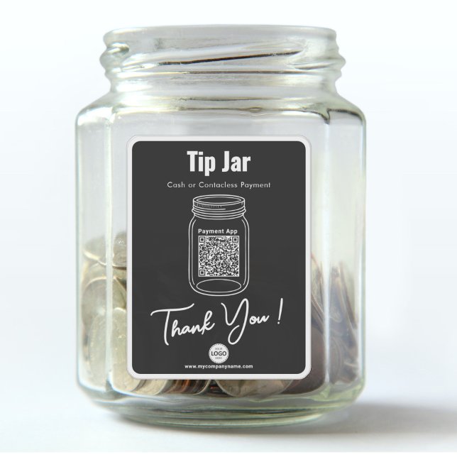 Tip Jar, Custom QR Code Payment App, Black Vinyl Sticker (Creator Uploaded)