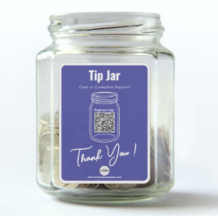 Tip Jar, Custom QR Code Payment App,Blue Vinyl Sticker