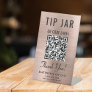 Tip Jar QR Code Rose Gold Tabletop Pedestal Sign