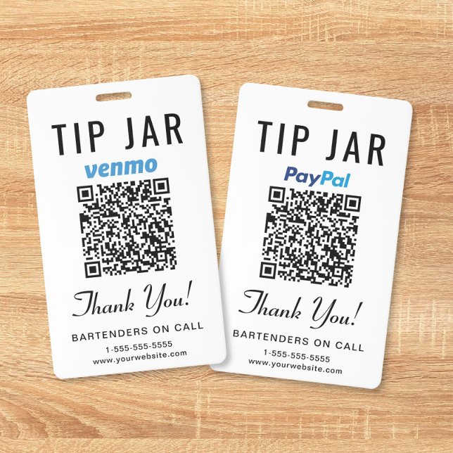Tip Jar Venmo PayPal QR Code Digital Tipping  Badge (Tip Jar Venmo PayPal QR Code Digital Tipping Badge)