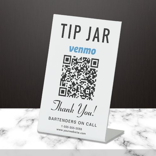 Tip Jar Venmo QR Code Pedestal Sign