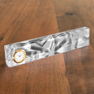 Tip of square pieces of some acrylic, grey white desk name plate