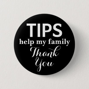 Tip Thank You Custom Text Personalized Pinback Button