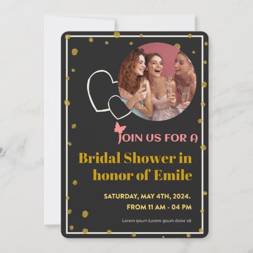 Tip_to_Toe Glitter Brides Bash in Golden Splendor Invitation